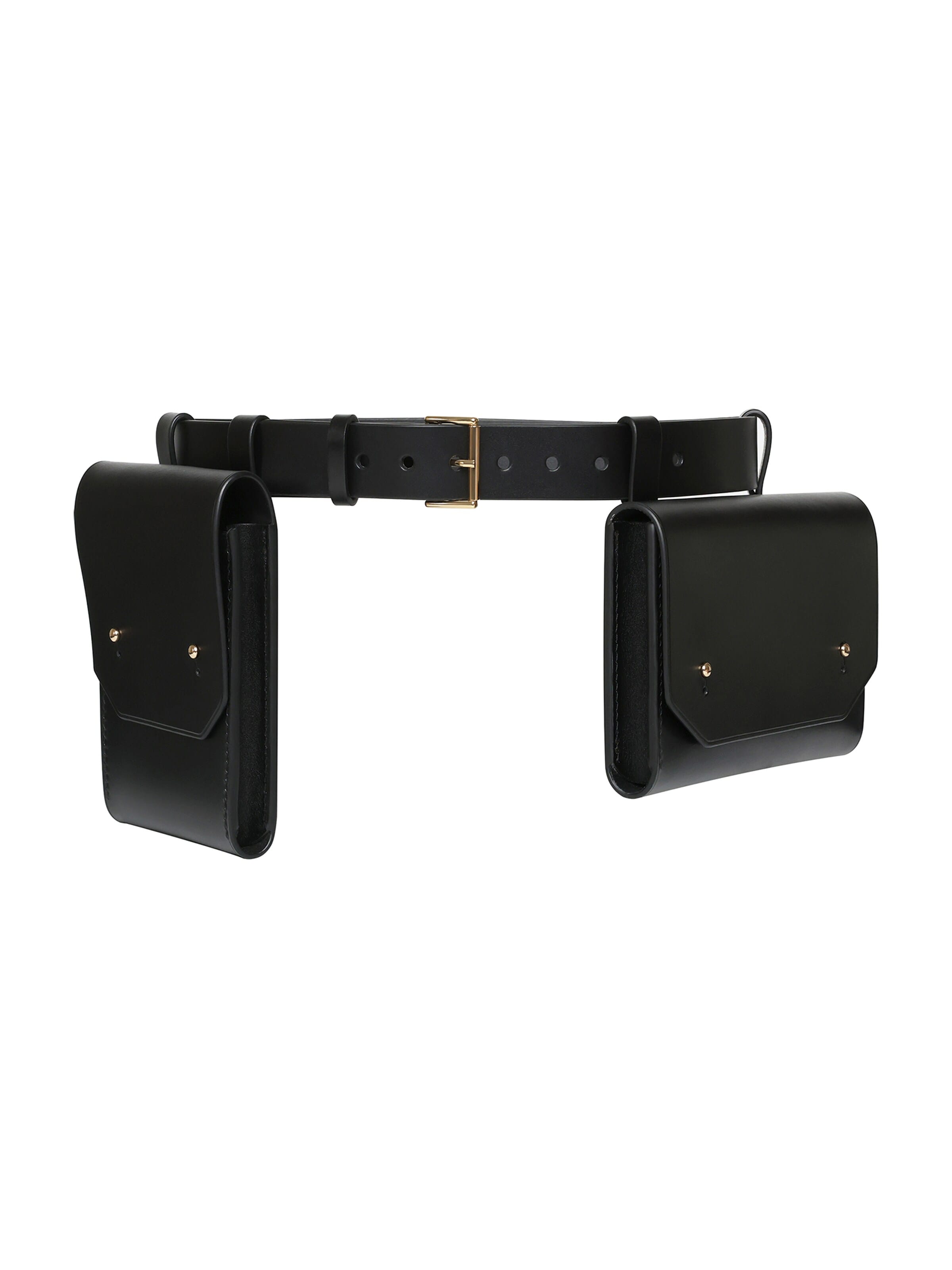 Haute Cuir Belt 'Double Belt Bag' in Black: front
