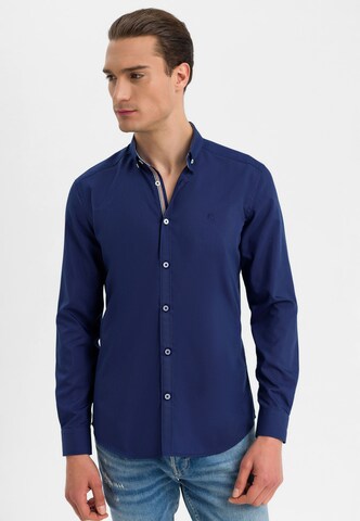 Jimmy Sanders Slim fit Button Up Shirt in Blue: front