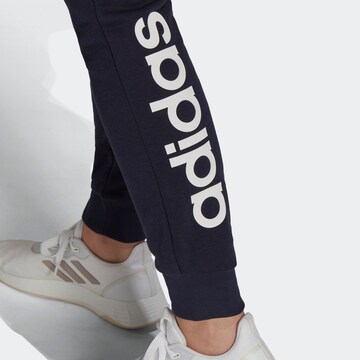 ADIDAS SPORTSWEAR Tapered Workout Pants 'Essentials Fleece Logo' in Blue