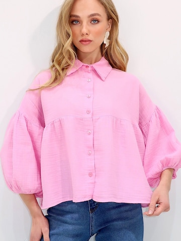 Trend Alaçatı Stili Bluse in Pink: Vorderseite