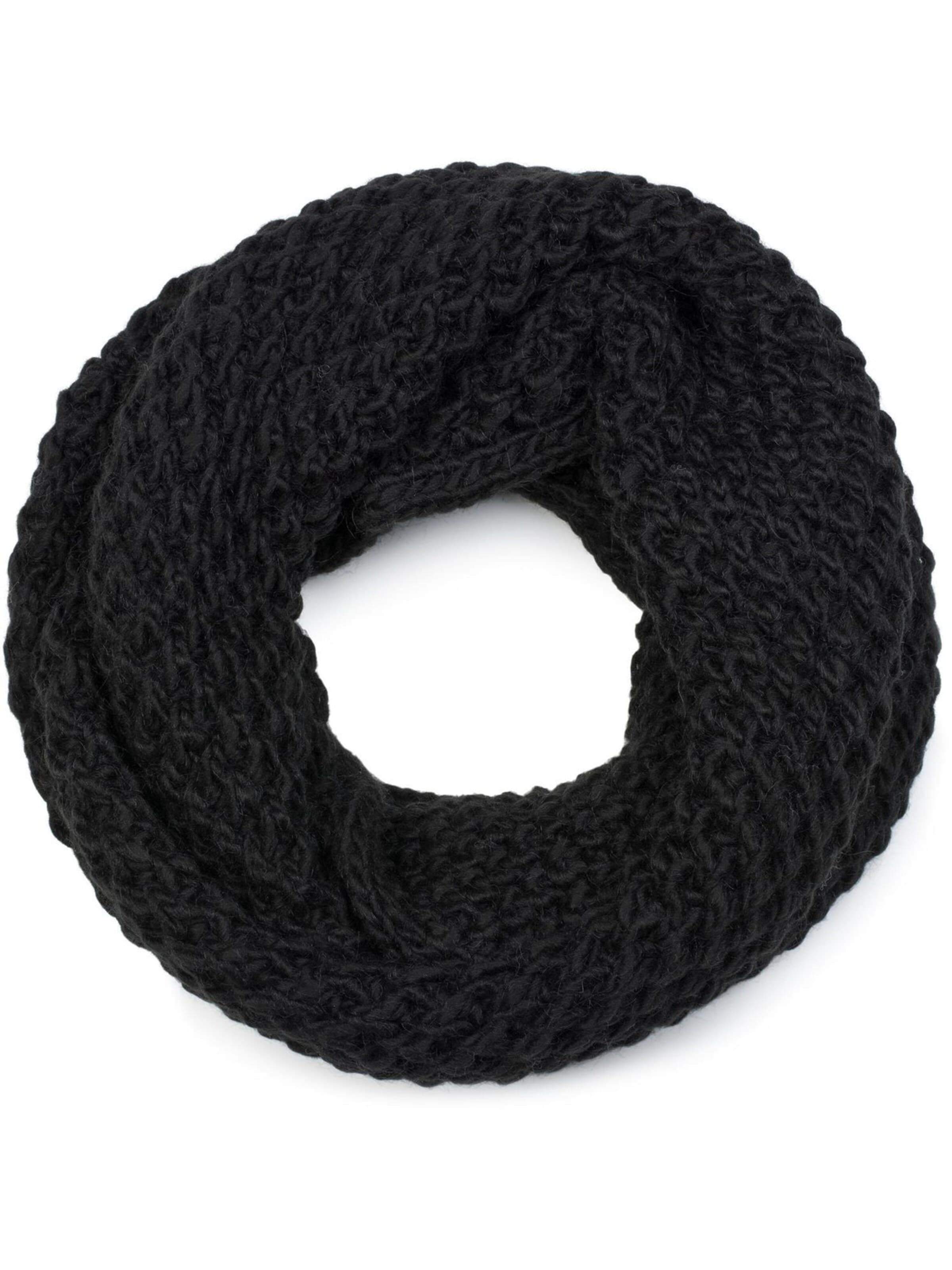 styleBREAKER Schlauchschal 'Grobstrick Loop Schal mit Woll-Anteil'‌‌‌‌ in Schwarz: Vorderseite