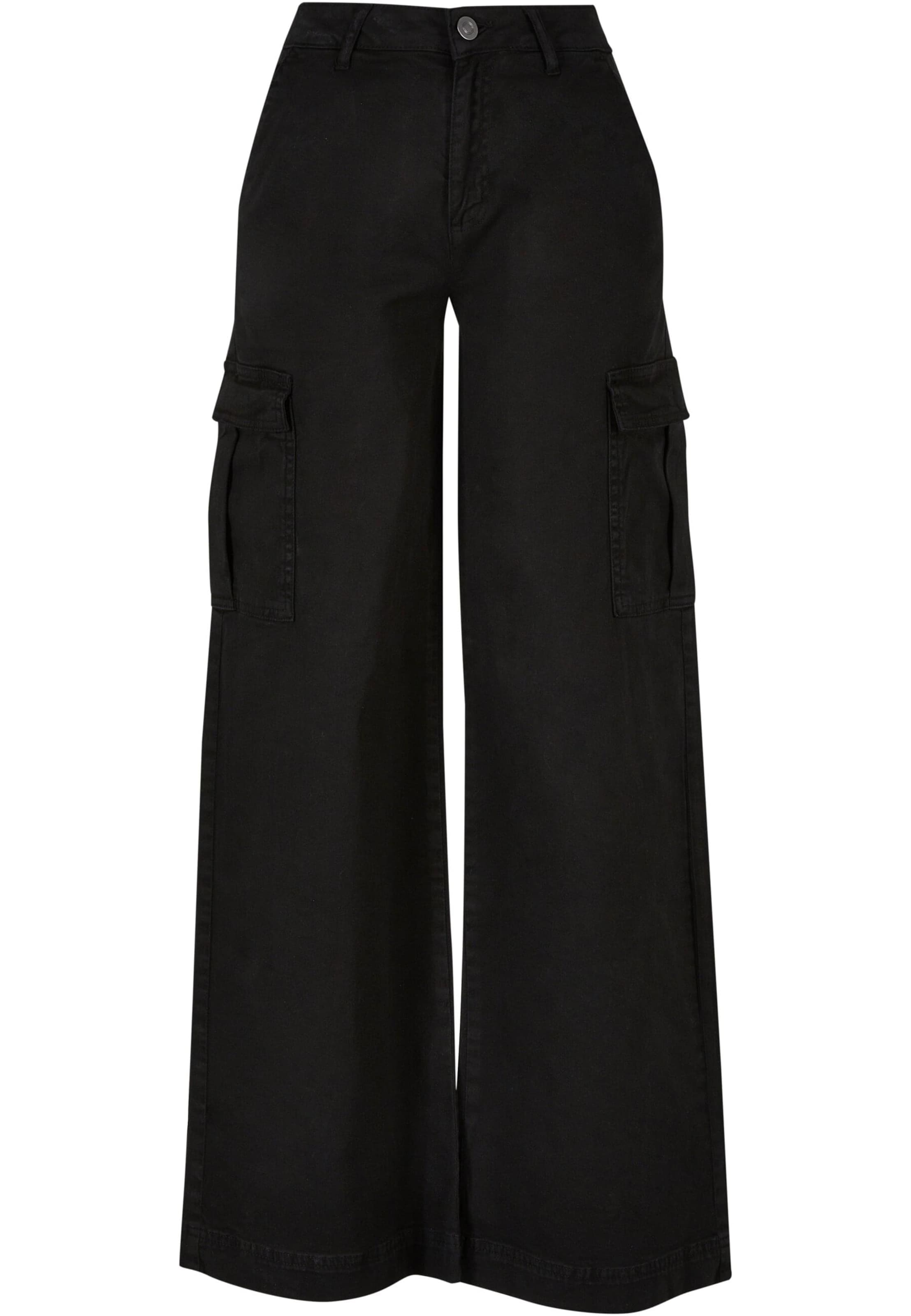 Wide leg Pantaloni cu buzunare de la Urban Classics pe negru: față