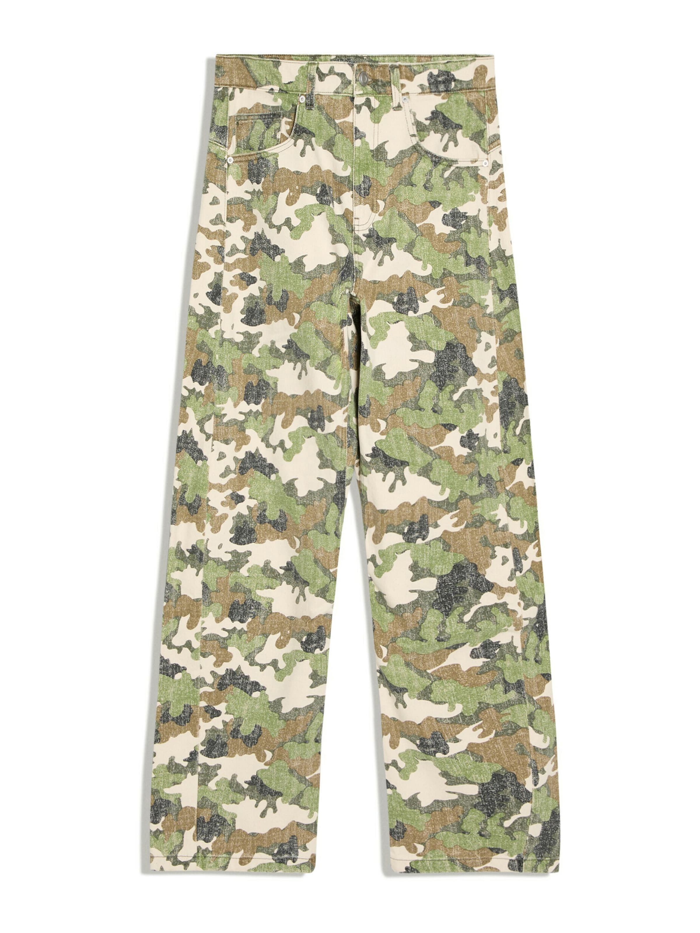 Bershka Loosefit Jeans in Groen: voorkant
