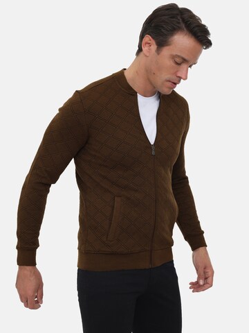 Sir Raymond Tailor Zip-Up Hoodie 'Brescia' in Brown