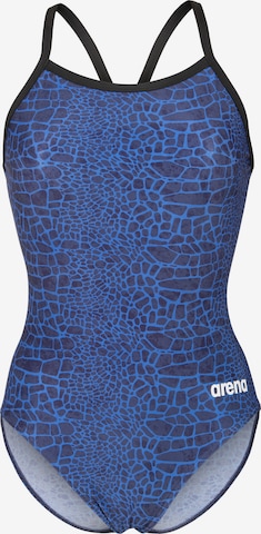 ARENABustier Jednodijelni kupaći kostim 'SNAKESKIN LIGHTDROP' - plava boja: prednji dio