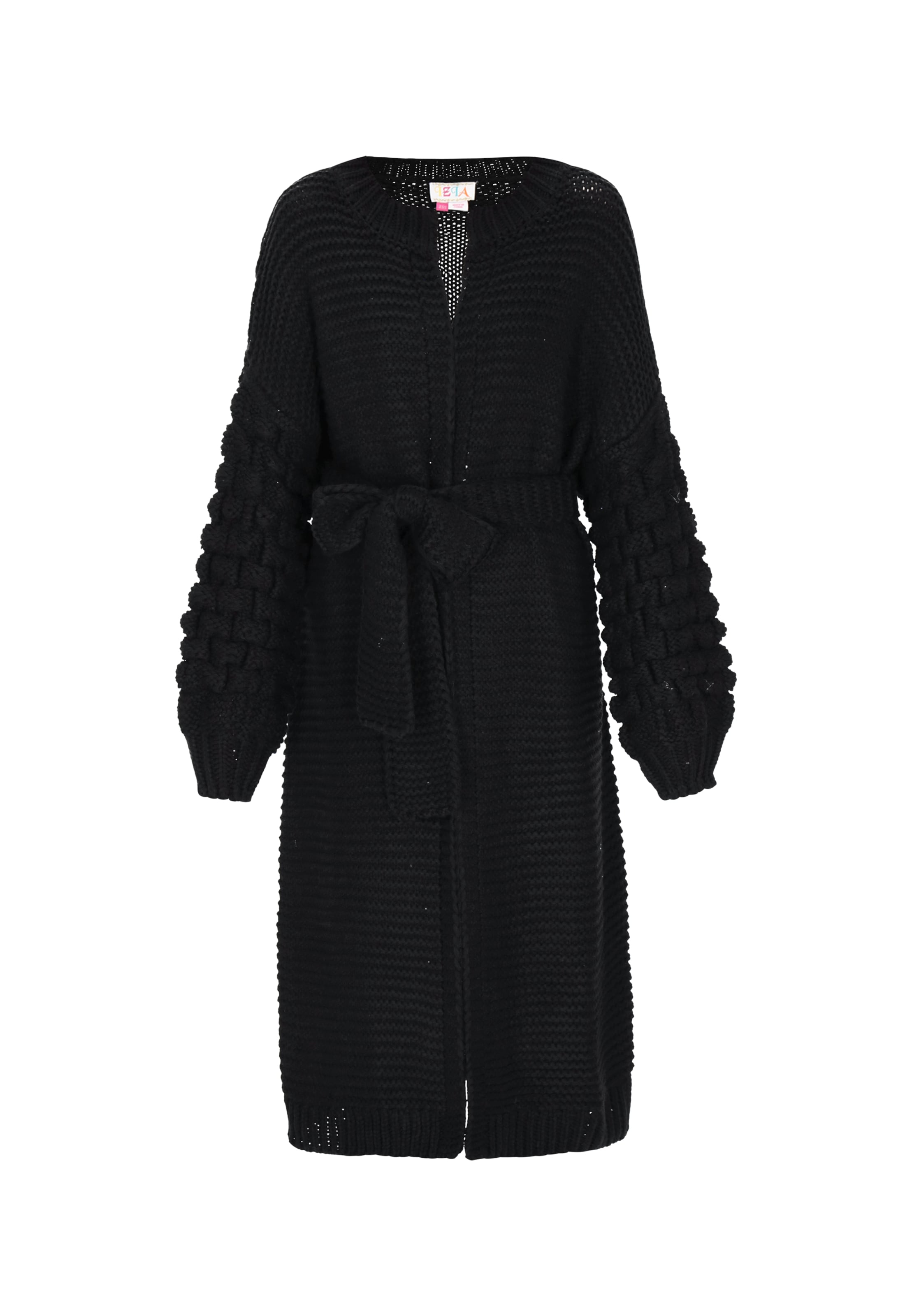 IZIA Gebreid vest 'Boho' in Zwart: voorkant