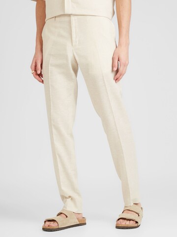 Bruun & Stengade Regular Pleated Pants 'Pollino' in Beige: front