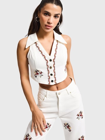 IT'S BASIC Vest 'CROPPED DENIM WAISTCOAT' in White