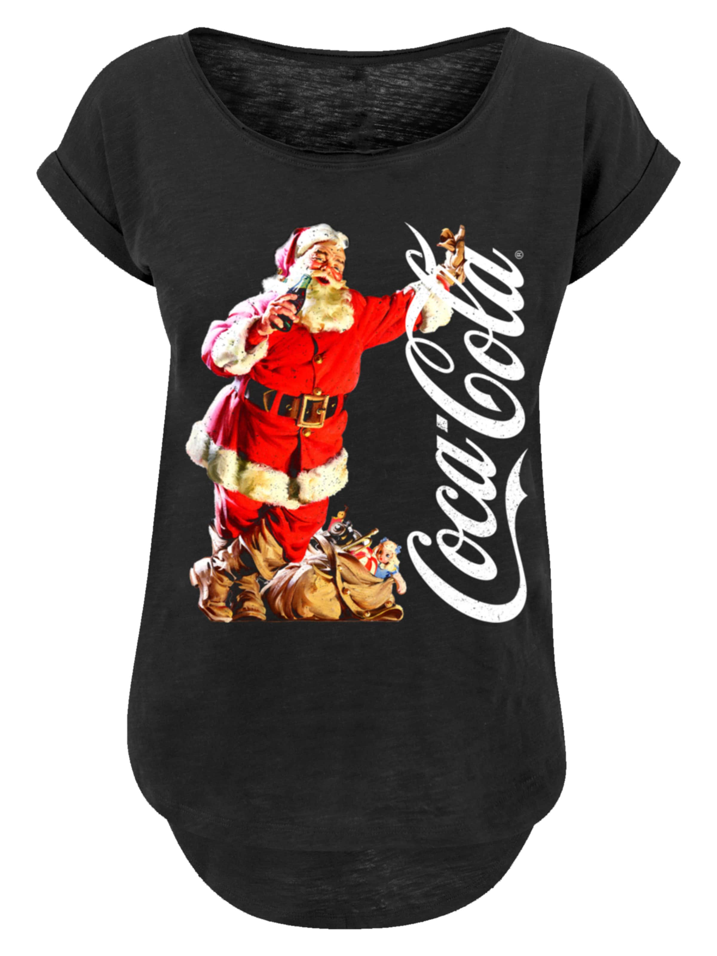 F4NT4STIC T-shirt 'Coca Cola Leaning Santa' en rouge / noir / blanc, Vue avec produit
