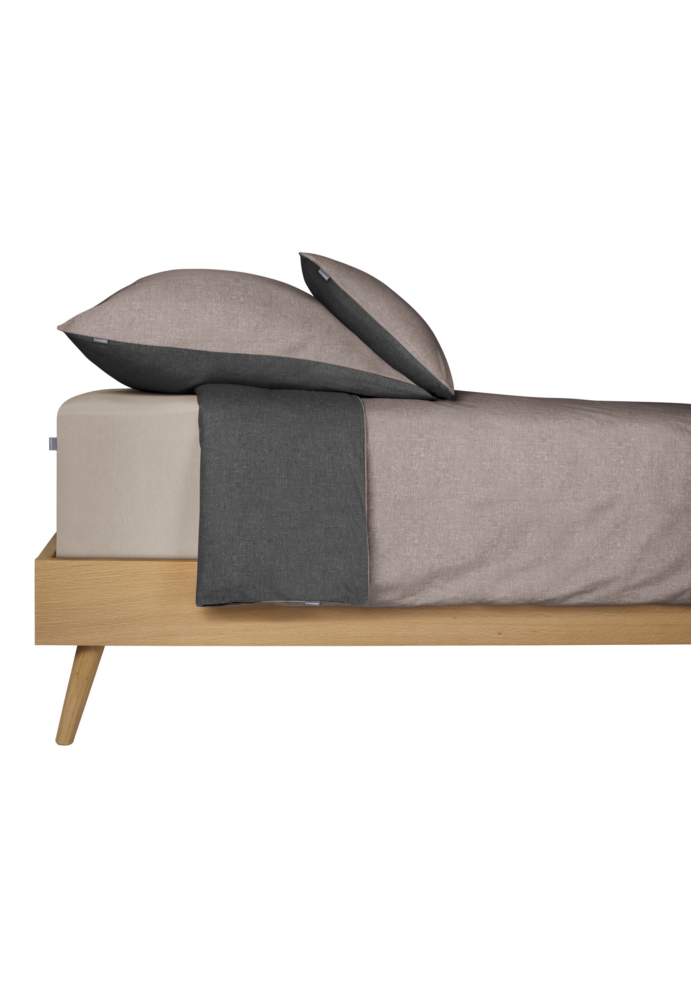 SCHIESSER Dekbedovertrek 'Doubleface Feinbiber' in Grijs