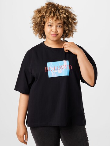 NU-IN Plus Μπλουζάκι 'Be Loved' σε μαύρο: μπροστά