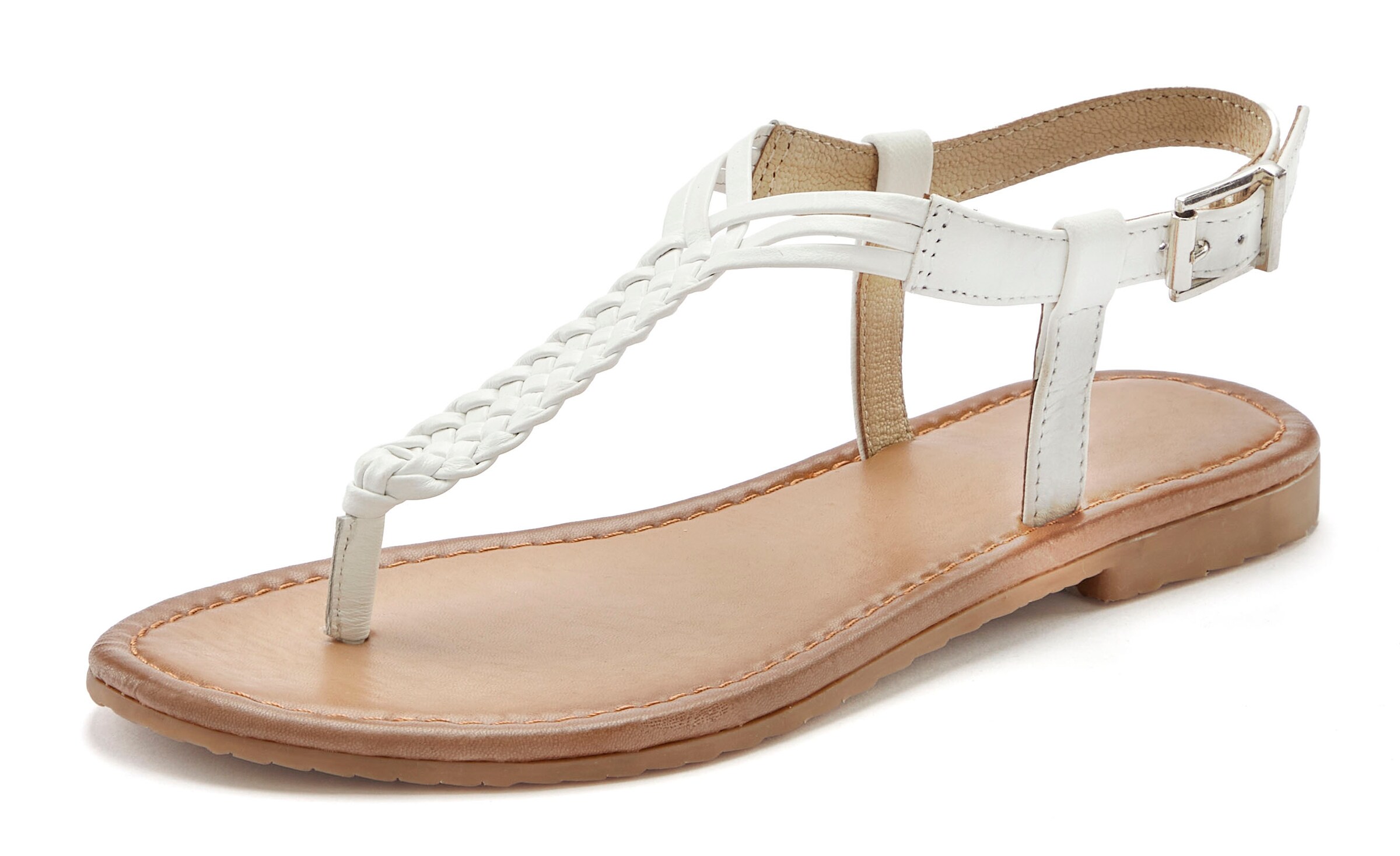VIVANCE T-Bar Sandals in White: front