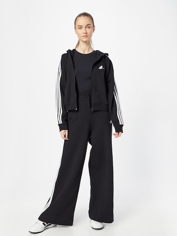 ADIDAS SPORTSWEARWide Leg/ Široke nogavice Sportske hlače 'Essentials 3-Stripes French Terry Wide' - crna boja