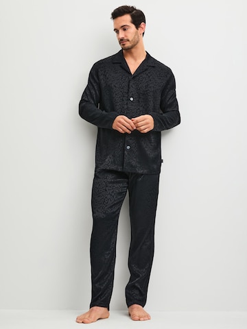 CALIDA Pajamas long 'Woven Jacquard' in Black