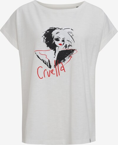 Recovered T-Shirt in creme / rot / schwarz, Produktansicht