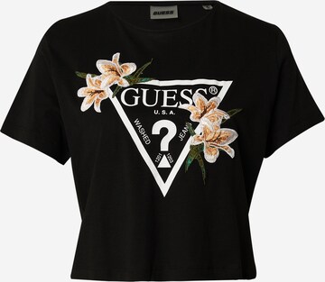 Tricou 'ZOEY' de la GUESS pe negru: față