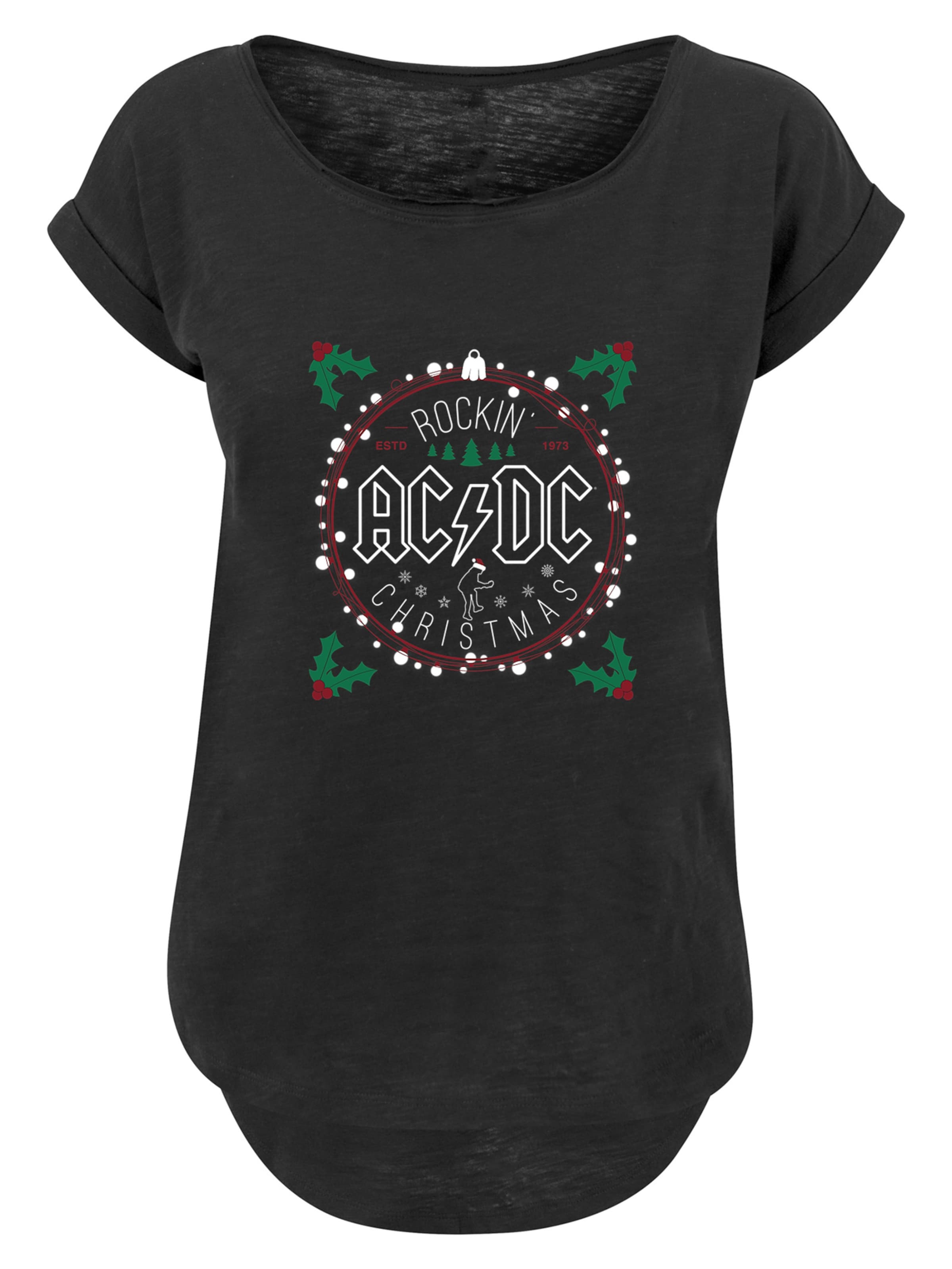 F4NT4STIC T-shirt 'ACDC Rockin Christmas' en jaune / rouge / noir / blanc, Vue avec produit