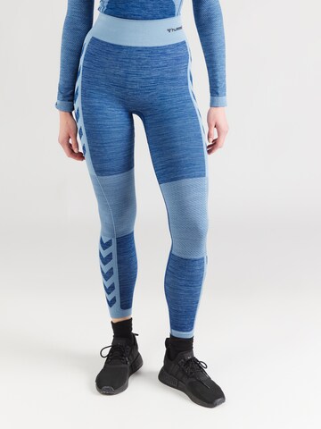 Skinny Pantalon de sport Hummel en bleu : devant