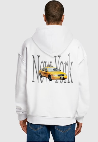 MT Upscale Sweatshirt 'NY Taxi' in White: front