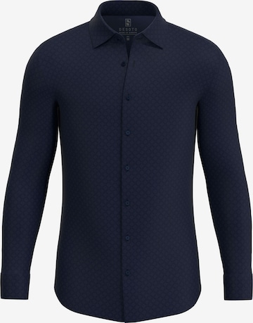 DESOTO Slim fit Button Up Shirt in Blue: front