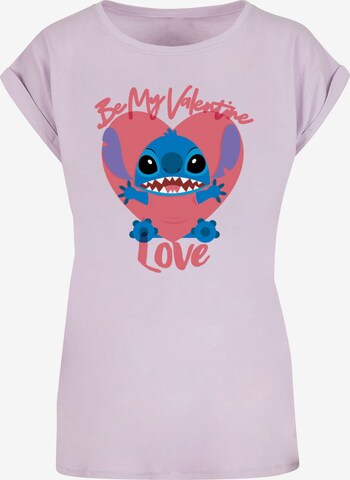 ABSOLUTE CULT Shirt 'Ladies Lilo And Stitch - Be My Valentines Love' in Lila: voorkant
