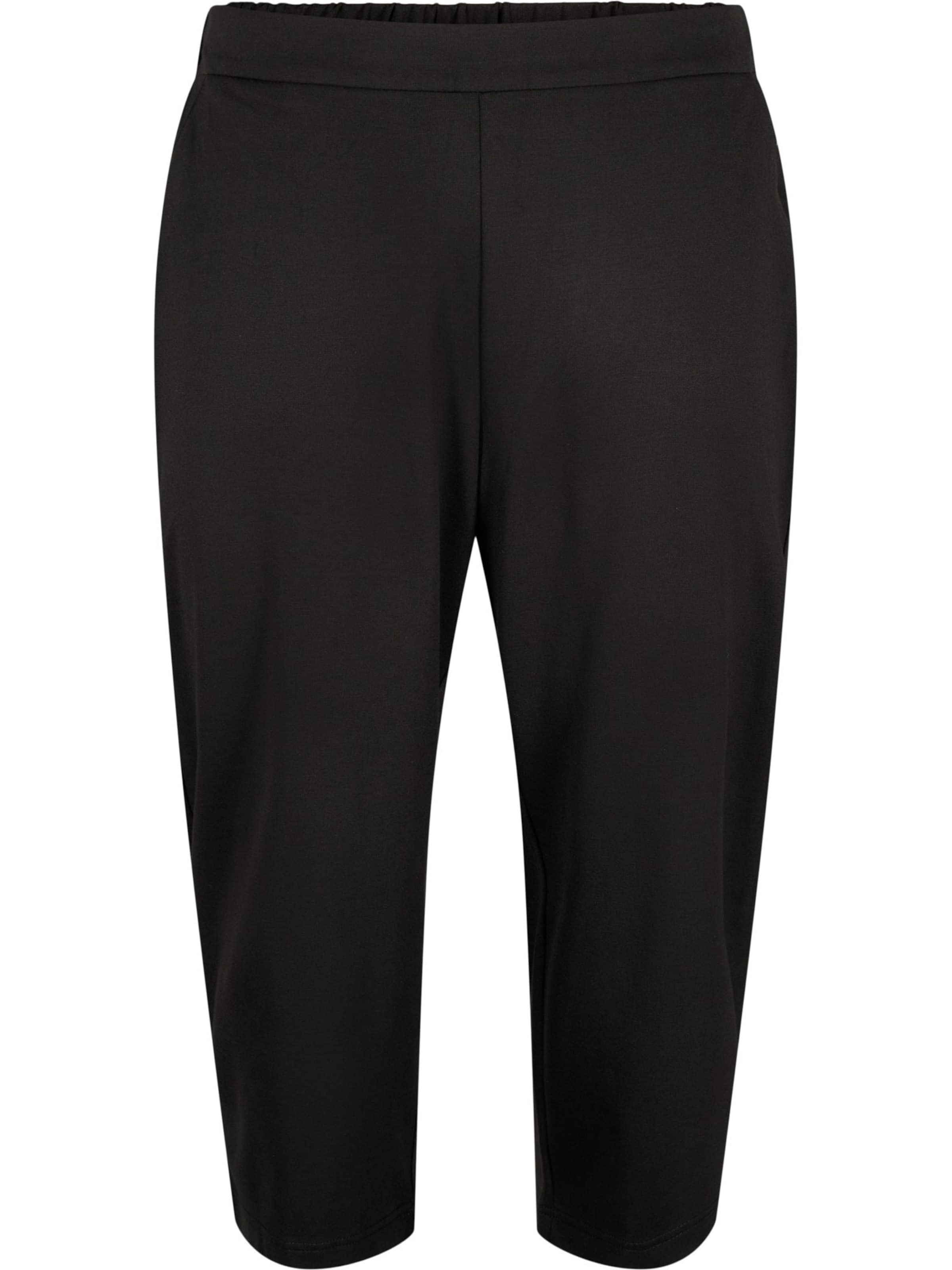 Zizzi Lużny krój Spodnie 'MADDISON' w kolorze czarny: przód