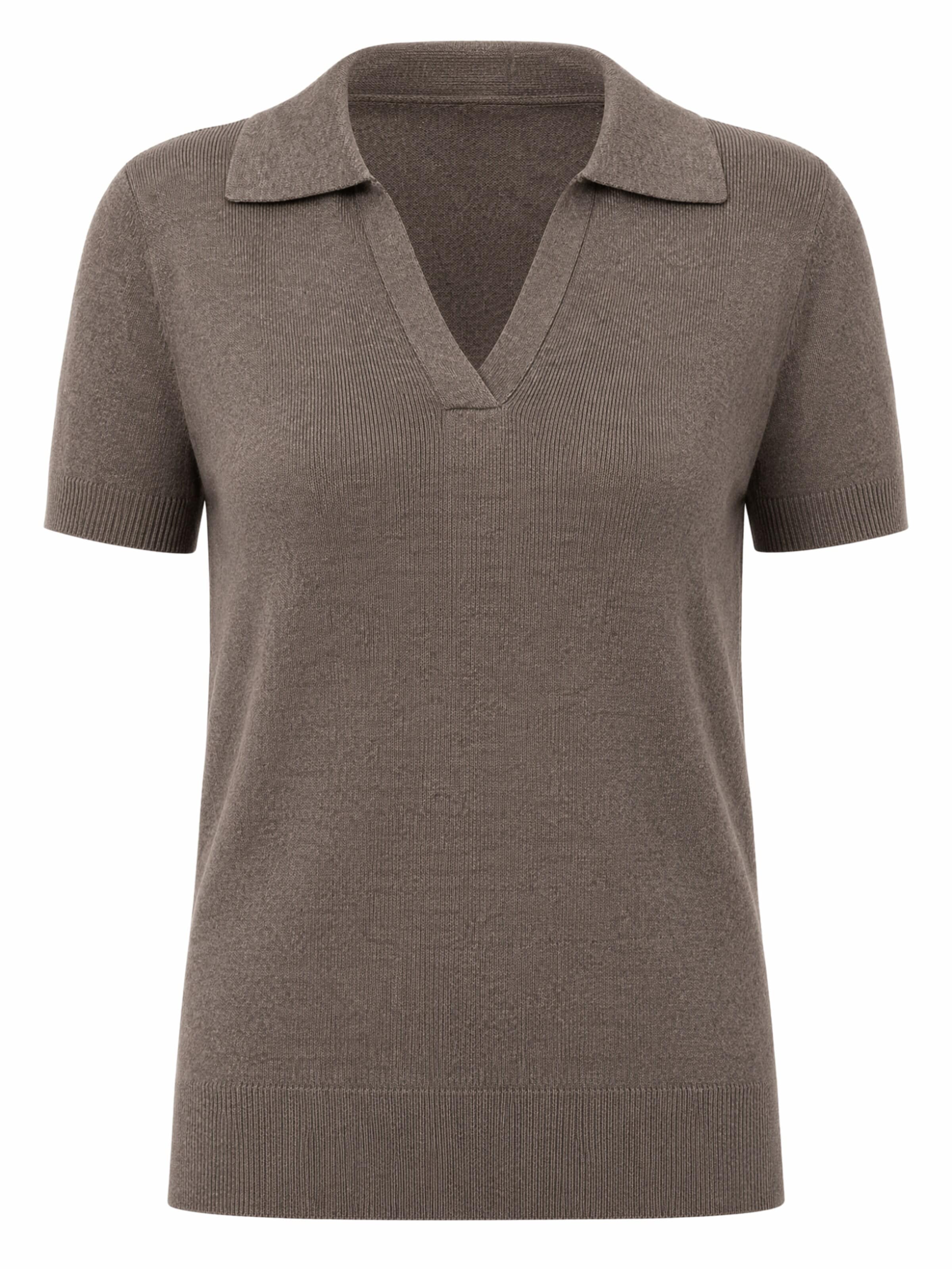 ARACH&CLOZ Shirt 'Poloshirt Damen Wollmischung Kurzarmpullover'‌‌‌‌‌‌‌‌‌‌ in Braun: Vorderseite