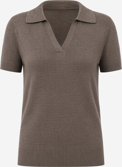 ARACH&CLOZ Shirt 'Poloshirt Damen Wollmischung Poloshirt Kurzarmpullover Strickpullover Volltonfarbe V-Shirt Tops Business Casual Kurzarmshirt Wollpullover' in S in Brown, Item view