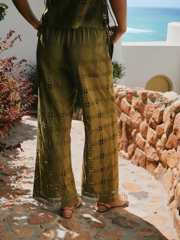Next Wide Leg Hose in Grün