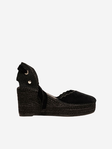 Alhamas Pumps 'Alpargata Cuña 8 cm Terciopelo' in Zwart: voorkant