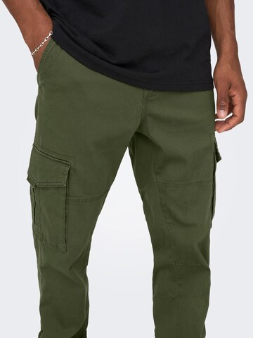 Only & Sons Tapered Cargobroek 'Dean' in Groen