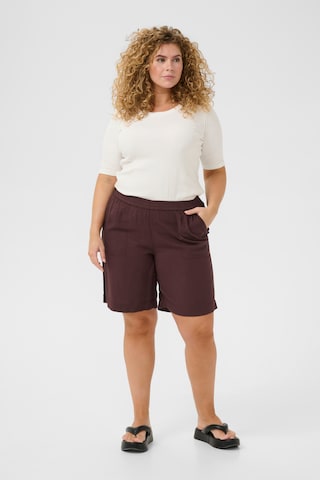 KAFFE CURVE Wide leg Pants 'Mille' in Brown