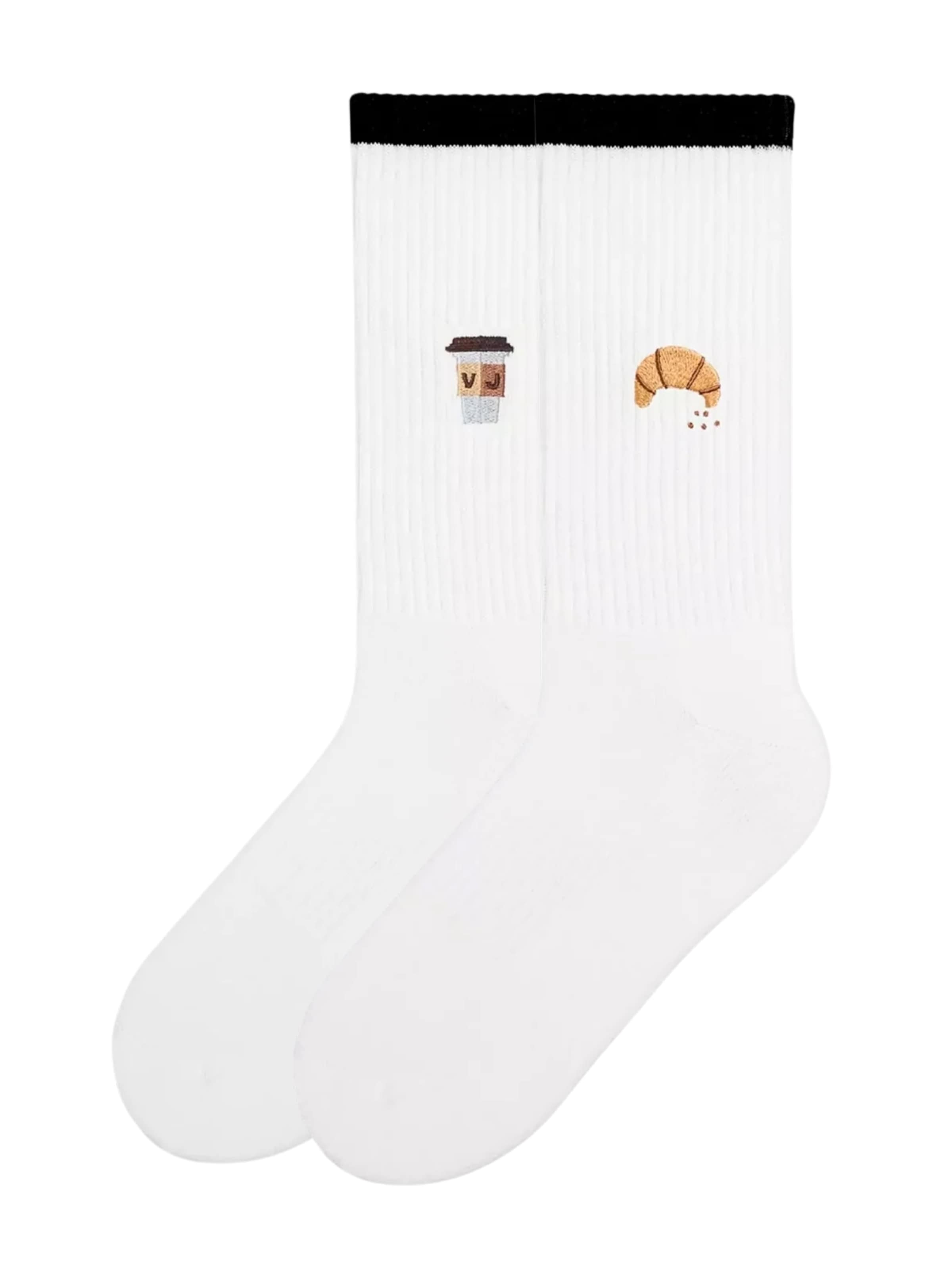 Von Jungfeld Socken 'Mix & Match Socken mit Stickmotiven'‌‌‌‌‌‌‌‌ in Weiß: Vorderseite