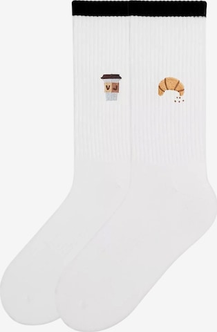 Von Jungfeld Socken 'Mix & Match Tennis mit Stickmotiven' in Weiß: Vorderseite