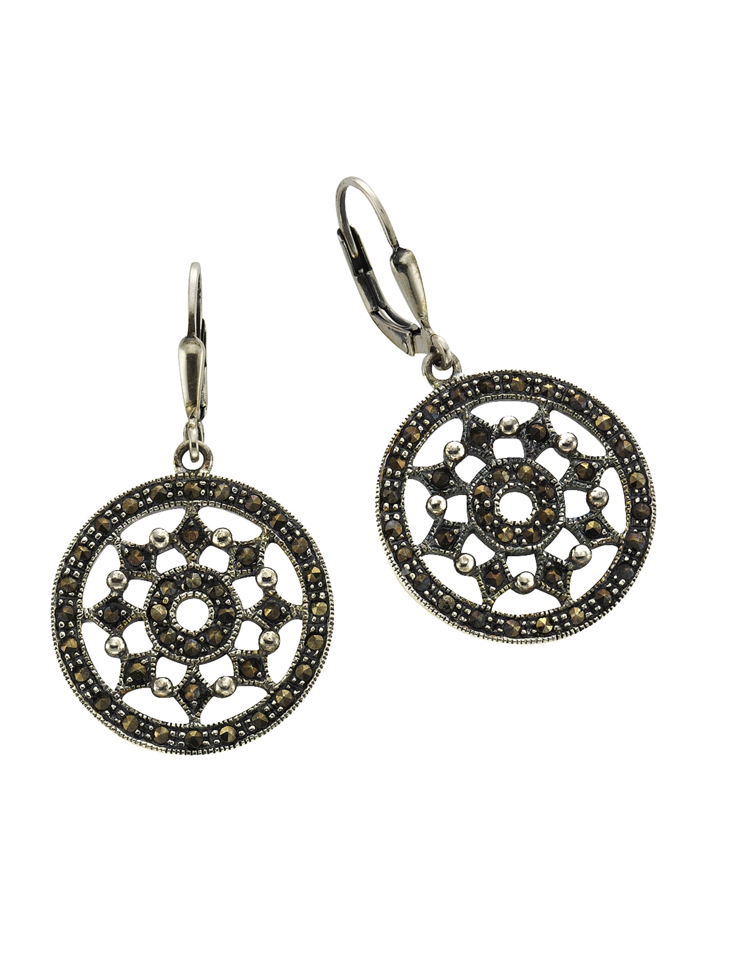 Zeeme Earrings in Silver: front