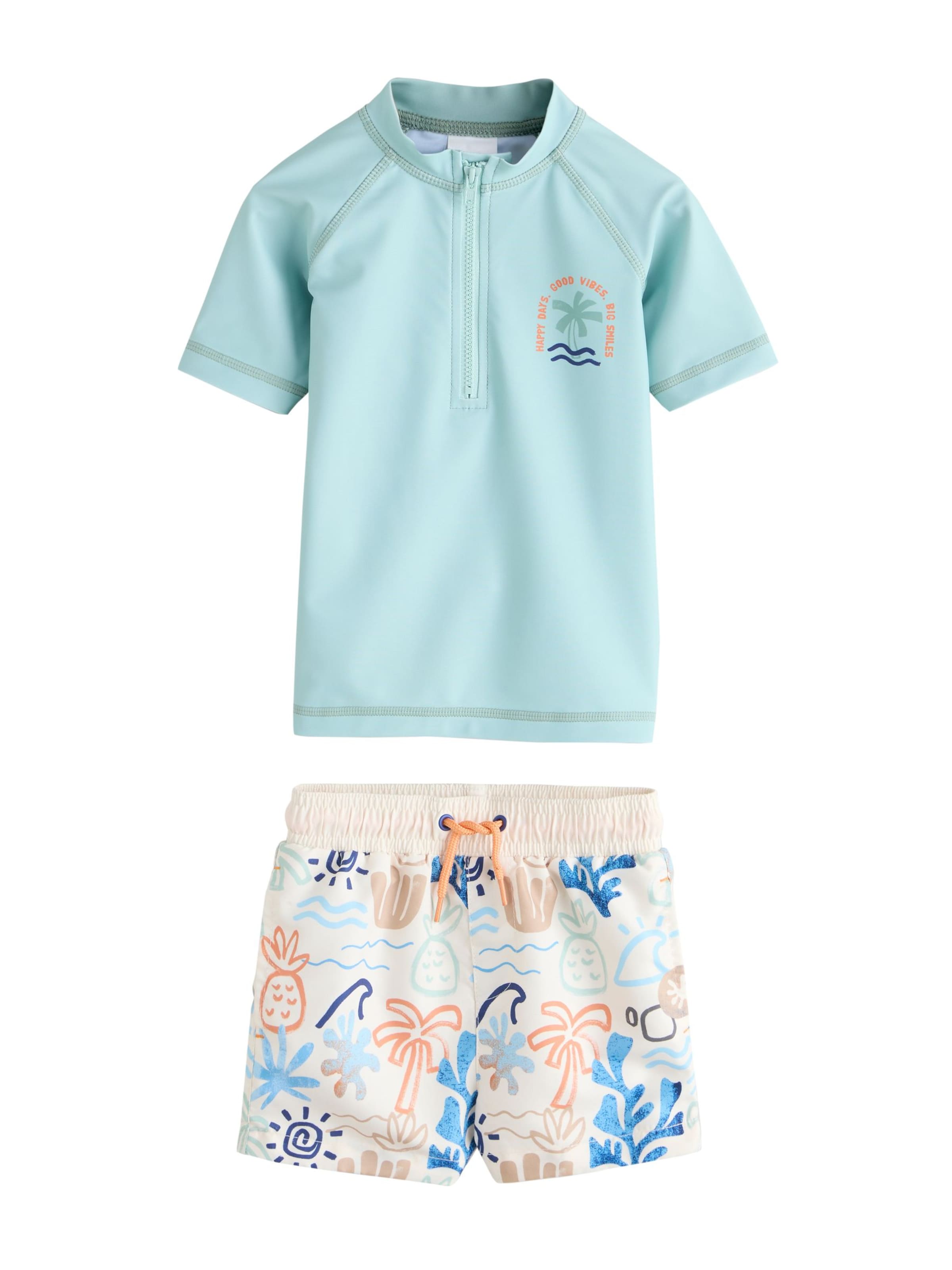 Next Badeset in blau / türkis / orange / offwhite, Produktansicht