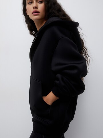 Pull&Bear Zip-Up Hoodie in Black