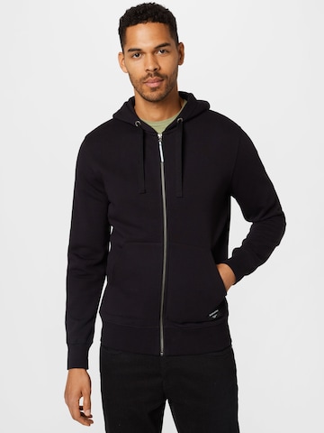 BJÖRN BORG Athletic Zip-Up Hoodie in Black: front