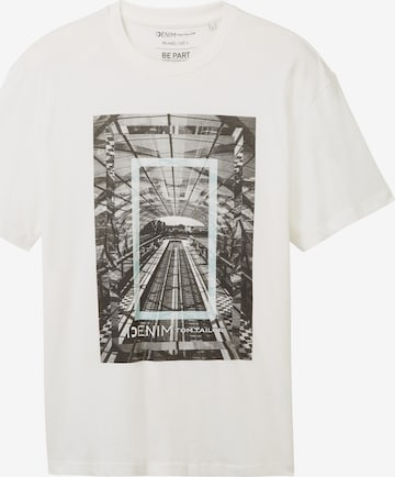 T-Shirt TOM TAILOR DENIM en blanc : devant