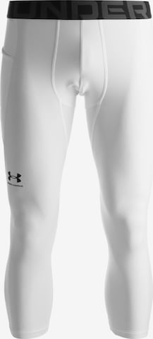 UNDER ARMOUR Skinny Workout Pants in White: front