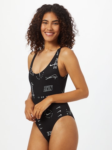 Bustier Maillot de bain sport Nike Swim en noir : devant