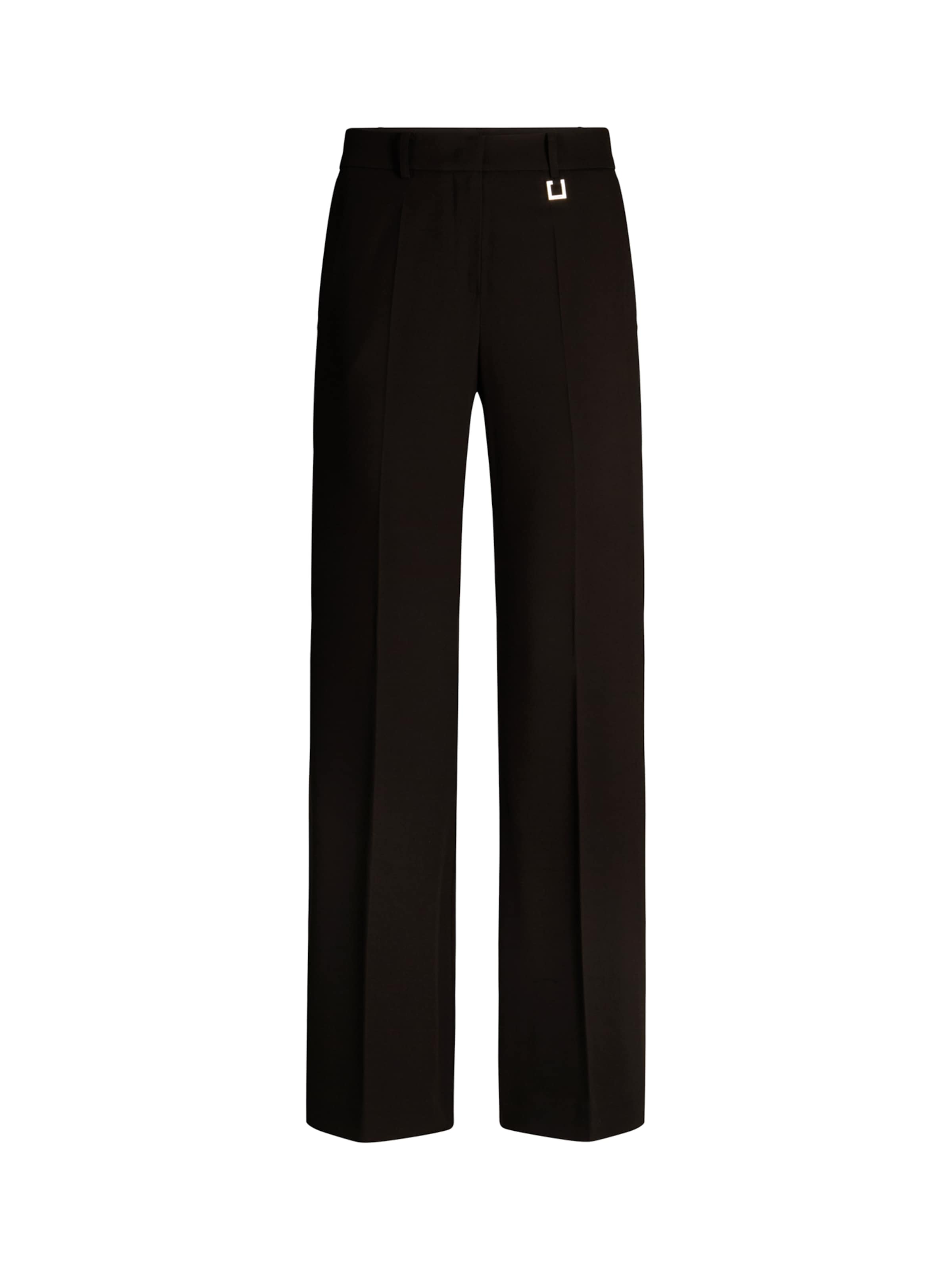 JOOP! Flared Trousers with creases 'Polina' in Black: front