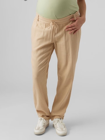 MAMALICIOUS Regular Trousers 'Beach' in Beige: front