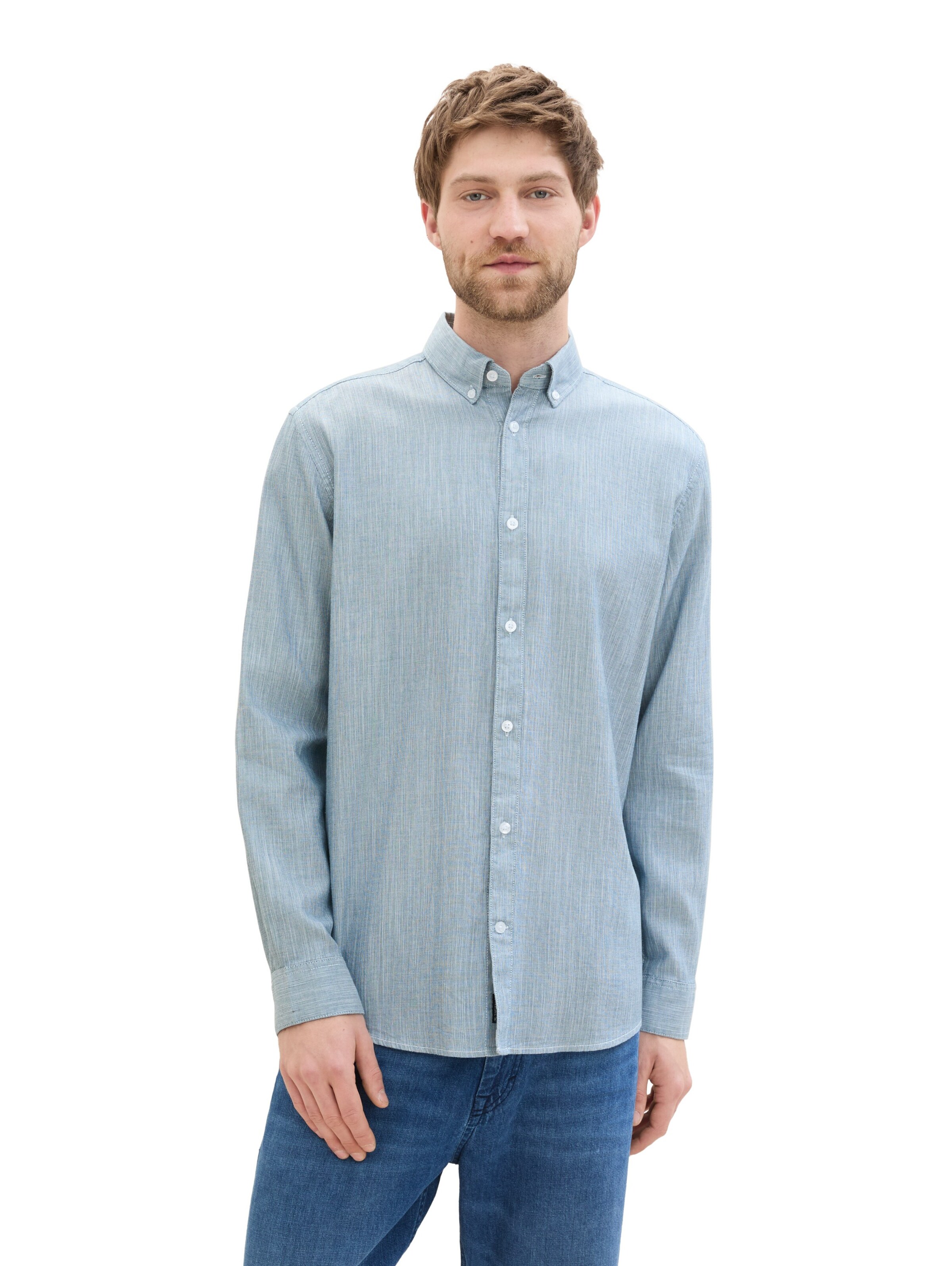 TOM TAILOR Regular fit Button Up Shirt in Blue: front