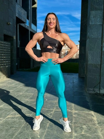 LUXFEEL Skinny Leggings 'High-Waist Pearl Shine Leggings' in Blue
