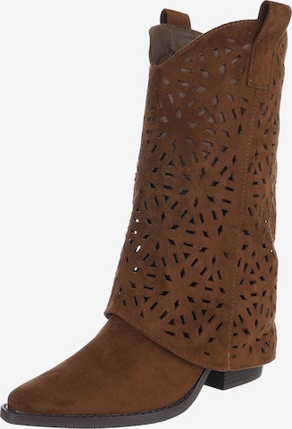 Ital-Design Cowboystiefel in Braun: Vorderseite