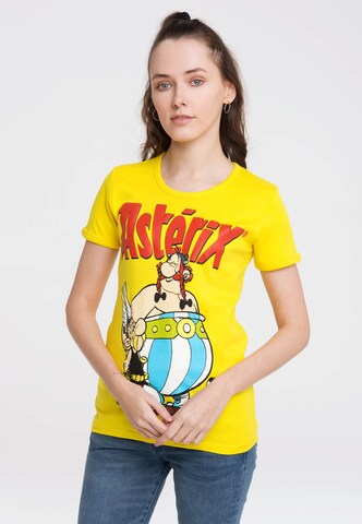 LOGOSHIRT Shirt 'Asterix der Gallier' in Yellow: front