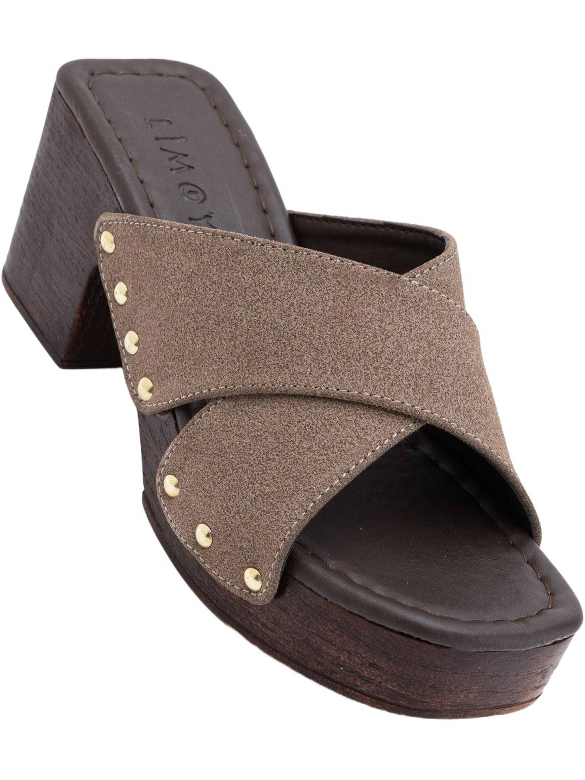 Limoya Mules 'Jamela' in Beige: front