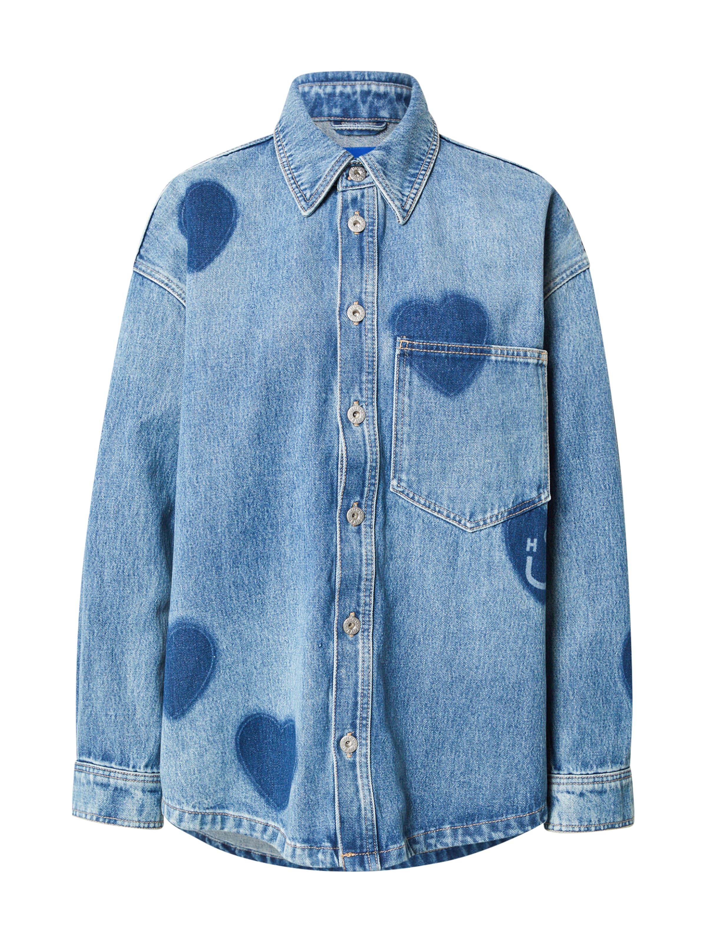 HUGO Přechodná bunda 'Garesa_2_B' – modrá: přední strana