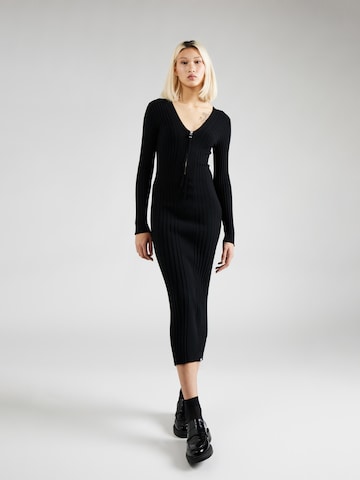 HUGO Stickad klänning 'Slevett' i svart: framsida